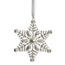 Silver Glitter Snowflake with Diamonte Tree Decoration Snowflakes And Stars|