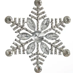 Silver Glitter Snowflake with Diamonte Tree Decoration Snowflakes And Stars|
