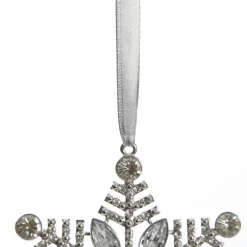 Silver Glitter Snowflake with Diamonte Tree Decoration Snowflakes And Stars|