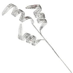 Silver Glitter Swirl Christmas Pick Christmas Tree Picks|