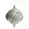 Silver Glitter Swirl Christmas Onion Bauble Finials And Drops|