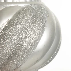 Silver Glitter Swirl Christmas Onion Bauble Finials And Drops|