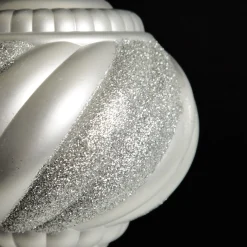 Silver Glitter Swirl Christmas Onion Bauble Finials And Drops|