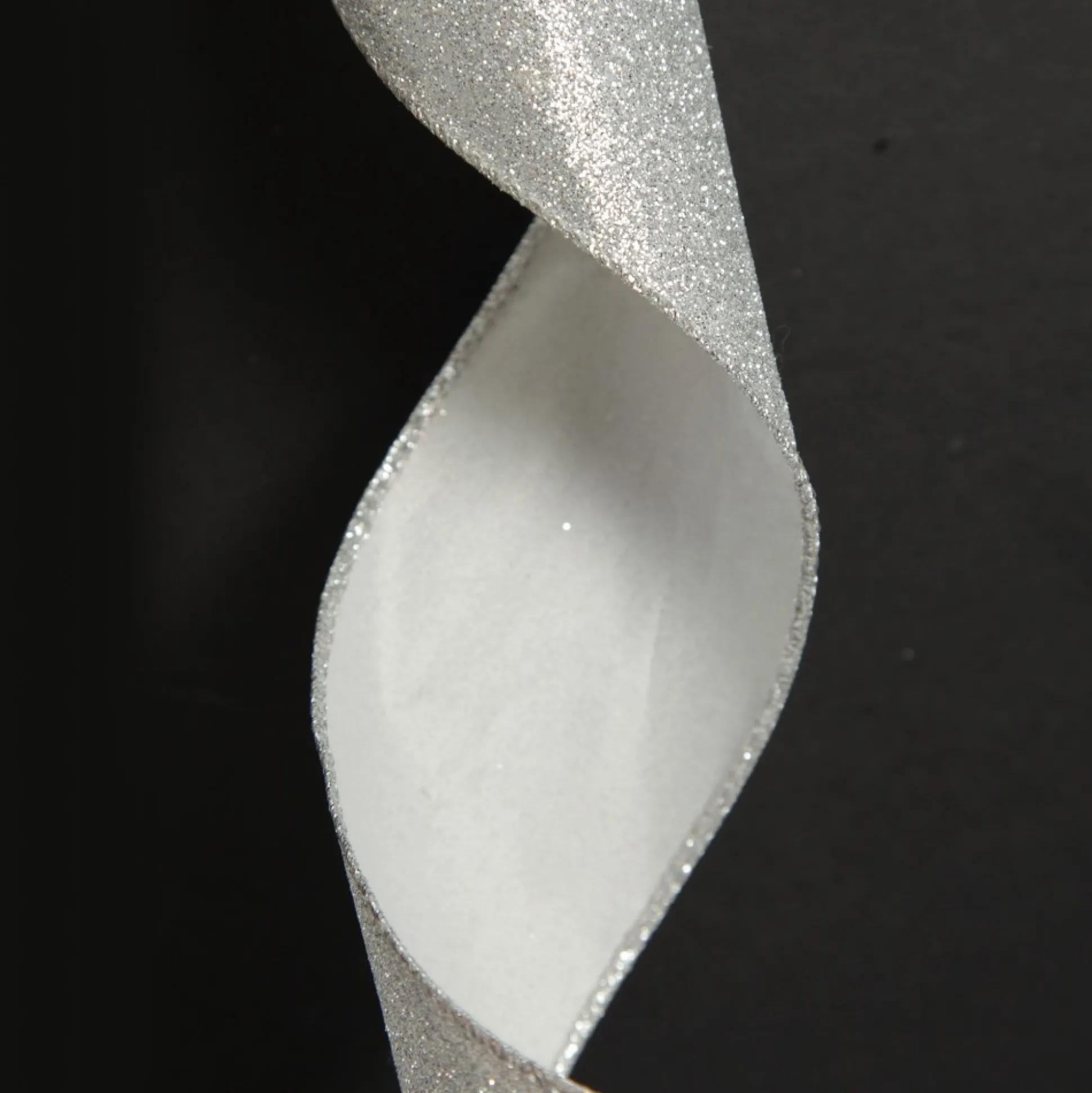 Silver Glitter Wired Christmas RIbbon - 6.5cm Ribbons|