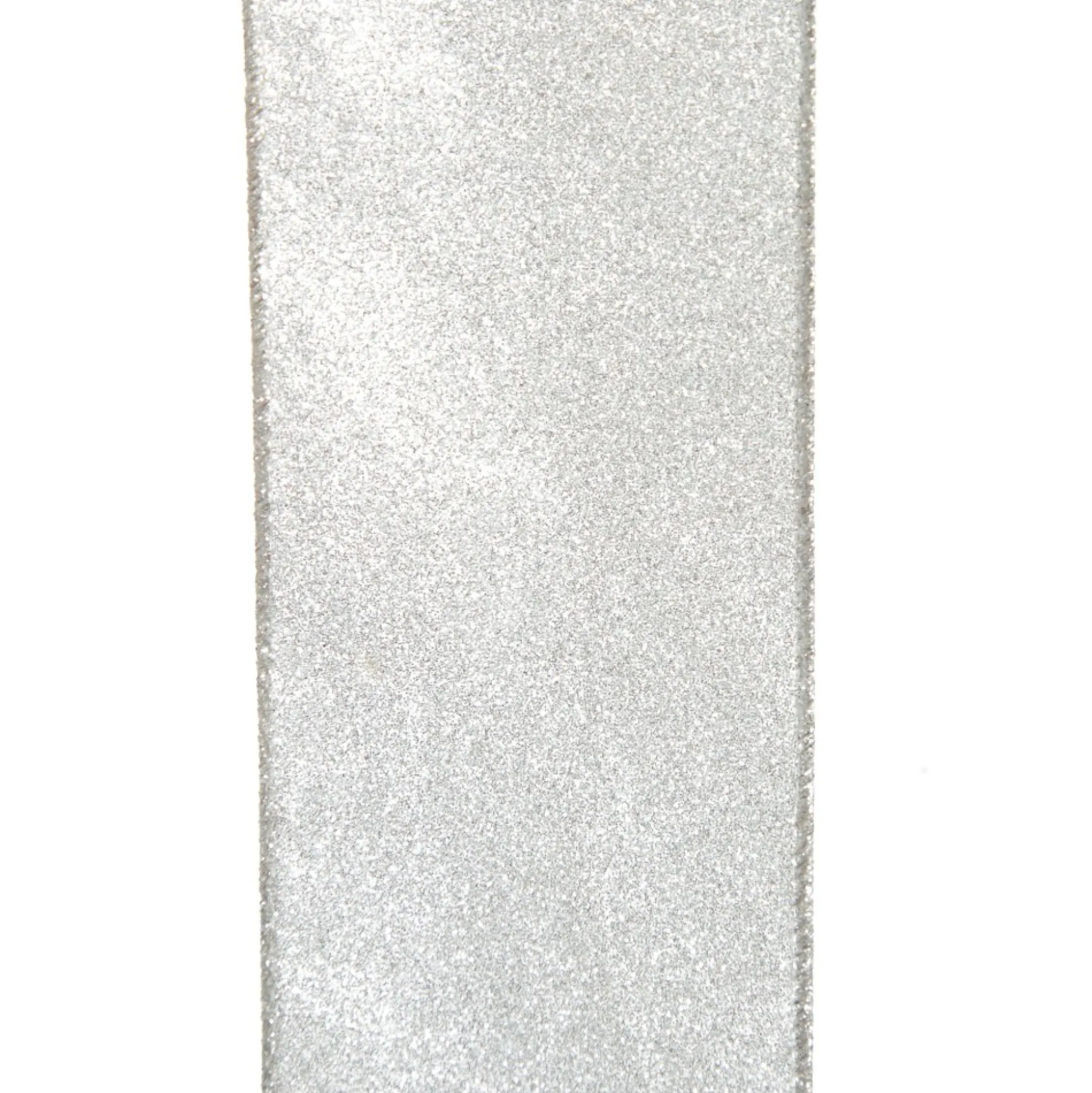 Silver Glitter Wired Christmas RIbbon - 6.5cm Ribbons|