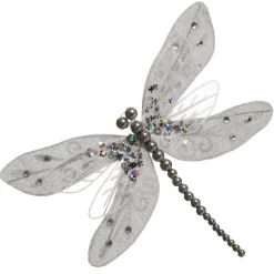 Silver Grey Dragonfly Clip Decoration Butterflies And Birds|