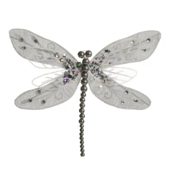 Silver Grey Dragonfly Clip Decoration Butterflies And Birds|