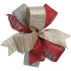 Silver Grey Glitter and Linen Striped Wired Ribbon - 6.5cm Ribbons|