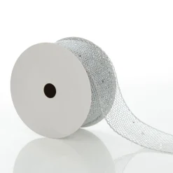 Silver Mesh Wired Christmas RIbbon - 6.5cm Ribbons|