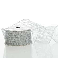 Silver Mesh Wired Christmas RIbbon - 6.5cm Ribbons|