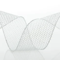 Silver Mesh Wired Christmas RIbbon - 6.5cm Ribbons|