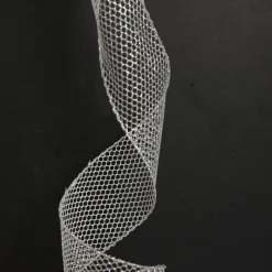 Silver Mesh Wired Christmas RIbbon - 6.5cm Ribbons|