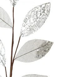 Silver Mixed Leaf Burlap Sequin Spray Christmas Sprays|