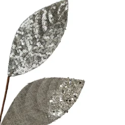 Silver Mixed Leaf Burlap Sequin Spray Christmas Sprays|