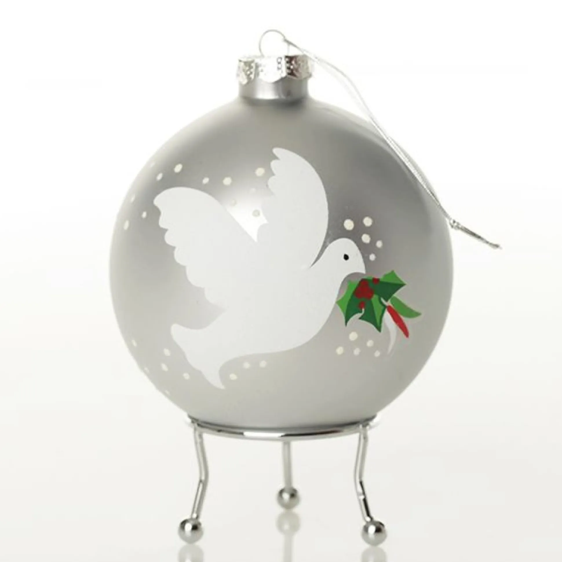 Silver Peace Doves Christmas Bauble Personalised Baubles|