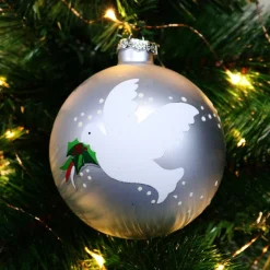Silver Peace Doves Christmas Bauble Personalised Baubles|