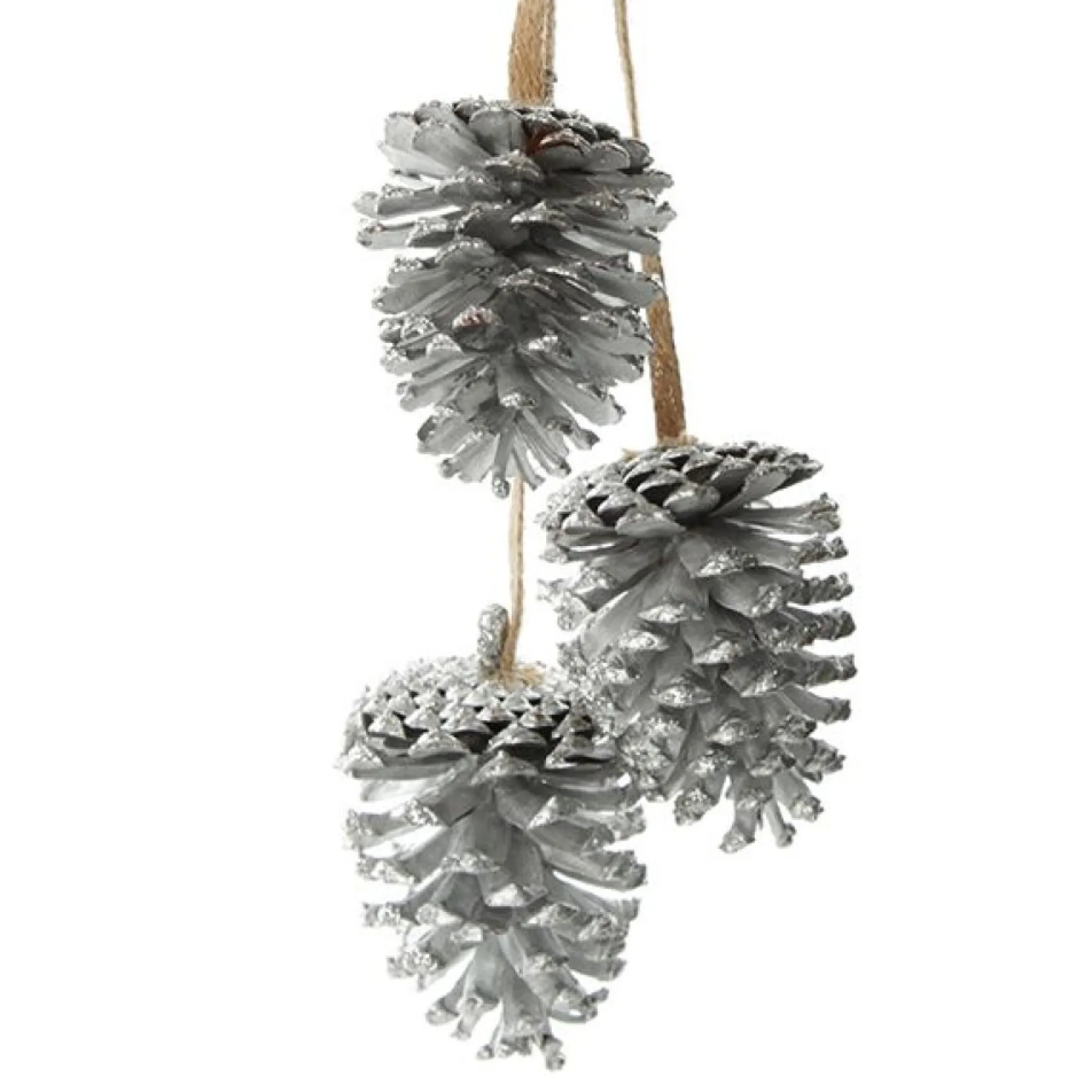 Silver Pine Cone Drop Trio Pinecones And Acorns|