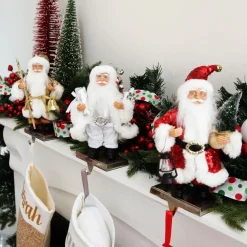 Silver Sequin Santa Ornament Christmas Figurines|