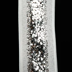 Silver Sequin Wired Christmas Ribbon Ribbons|