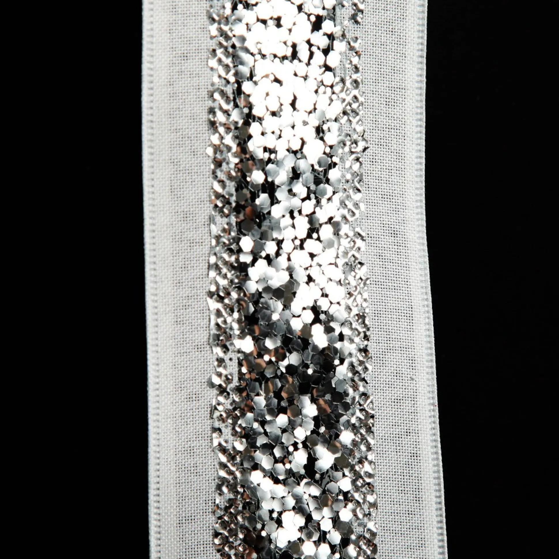 Silver Sequin Wired Christmas Ribbon Ribbons|