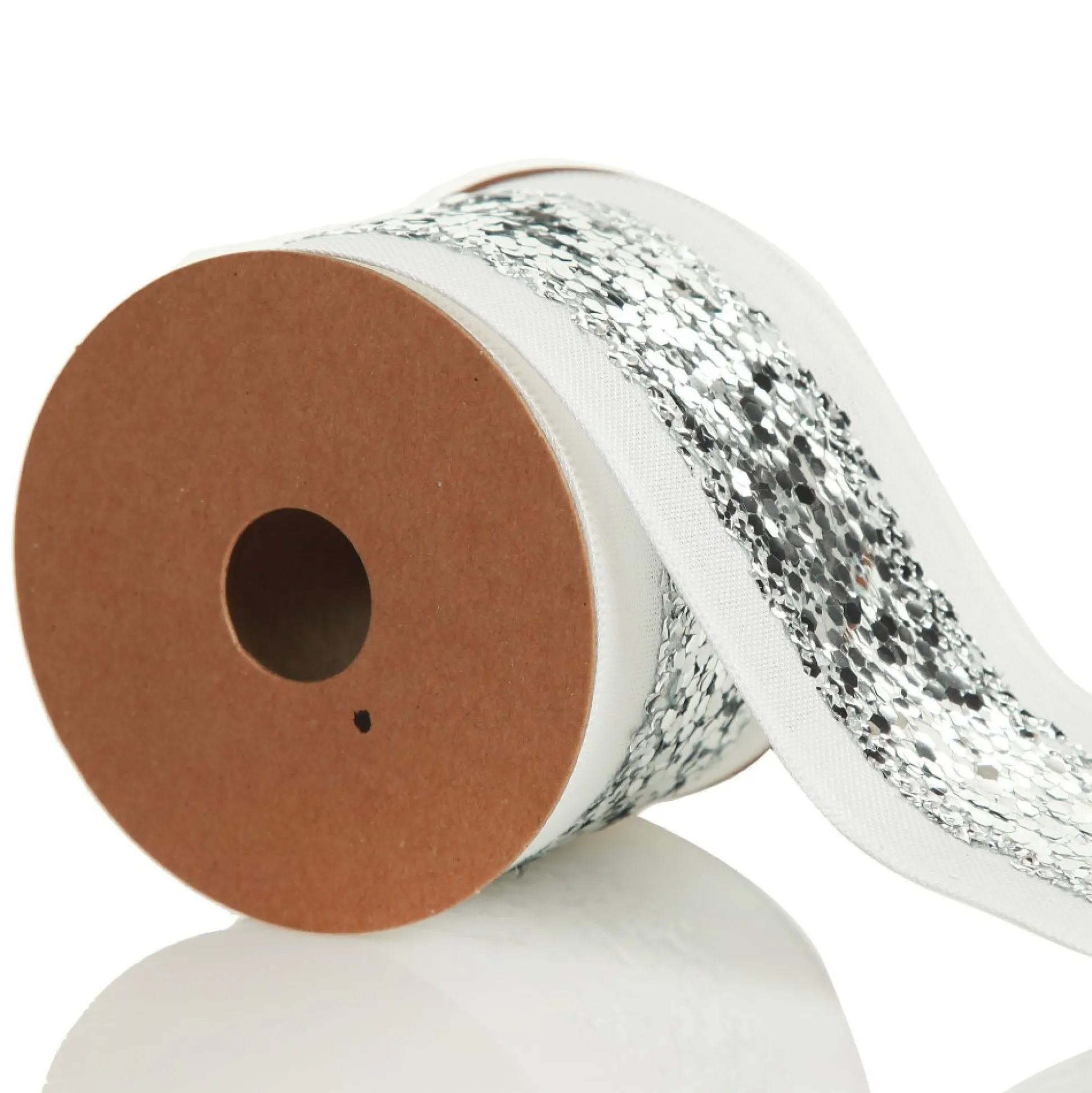 Silver Sequin Wired Christmas Ribbon Ribbons|