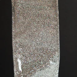 Silver Sparkle Glitter Ribbon Wired Edge - 6.3cm Ribbons|