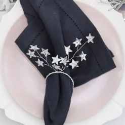 Silver Star Napkin Rings - Pack of 4 Christmas Table Decor|
