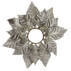 Silver Velour Poinsettia Candle Wreath Christmas Candles And Scents|