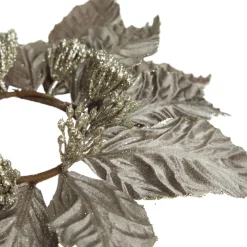 Silver Velour Poinsettia Candle Wreath Christmas Candles And Scents|