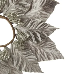 Silver Velour Poinsettia Candle Wreath Christmas Candles And Scents|