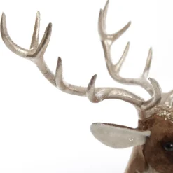 Sitting Velvet Chocolate Deer with Fur and Jewels Christmas Birds And Animals|