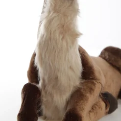 Sitting Velvet Chocolate Deer with Fur and Jewels Christmas Birds And Animals|