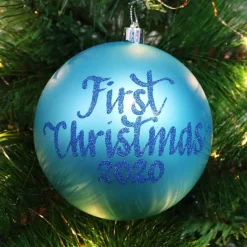 Sky Blue First Christmas Shatterproof Personalised Bauble Personalised Baubles|