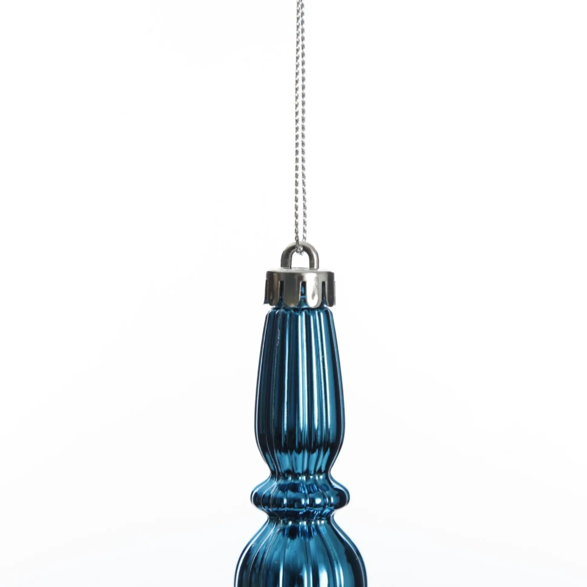 Small Blue Christmas Finial Decoration - Set of 3 Finials And Drops|