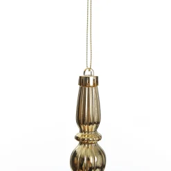 Small Champagne Christmas Finial Decoration - Set of 3 Finials And Drops|