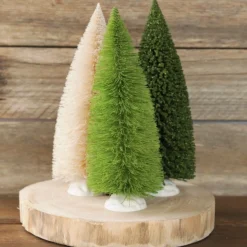 Small Lime Bottle Brush Tree - Set of 2 Table Top Christmas Trees|