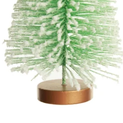 Small Pink and Mint Snowy Bottle Brush Tree - Set of 2 Table Top Christmas Trees|