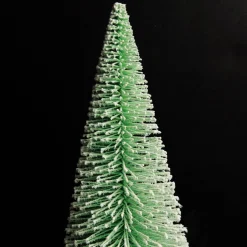 Small Pink and Mint Snowy Bottle Brush Tree - Set of 2 Table Top Christmas Trees|