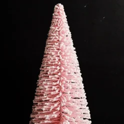 Small Pink and Mint Snowy Bottle Brush Tree - Set of 2 Table Top Christmas Trees|