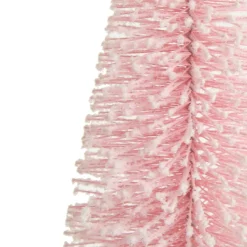 Small Pink and Mint Snowy Bottle Brush Tree - Set of 2 Table Top Christmas Trees|