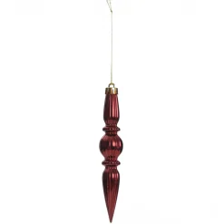 Small Red Christmas Finial Decoration - Set of 3 Finials And Drops|