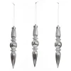 Small Silver Christmas Finial Decoration - Set of 3 Finials And Drops|