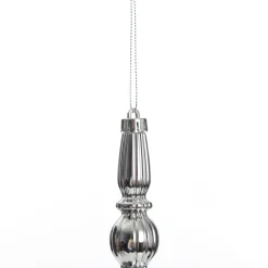 Small Silver Christmas Finial Decoration - Set of 3 Finials And Drops|