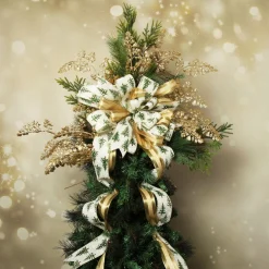 Snowy Tree Topper Deluxe Tree Topper Bow with Streamers Tree Toppers|