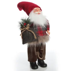 Standing Fabric Santa in Plaid Shirt Christmas Figurine Ornament Christmas Figurines|