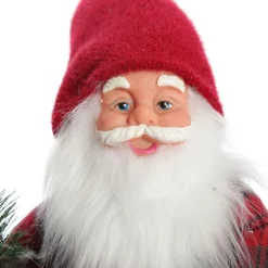 Standing Fabric Santa in Plaid Shirt Christmas Figurine Ornament Christmas Figurines|