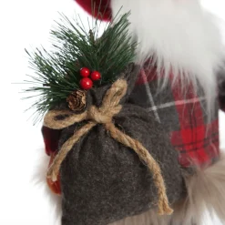 Standing Fabric Santa in Plaid Shirt Christmas Figurine Ornament Christmas Figurines|