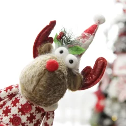 Standing Girl Reindeer Bobble Body Christmas Ornament Christmas Figurines|