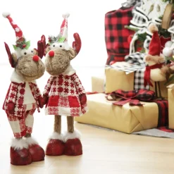 Standing Girl Reindeer Bobble Body Christmas Ornament Christmas Figurines|