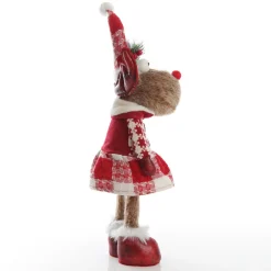 Standing Girl Reindeer Bobble Body Christmas Ornament Christmas Figurines|